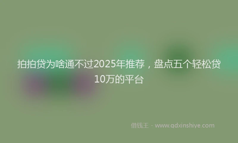 拍拍贷为啥通不过2025年推荐，盘点五个轻松贷10万的平台