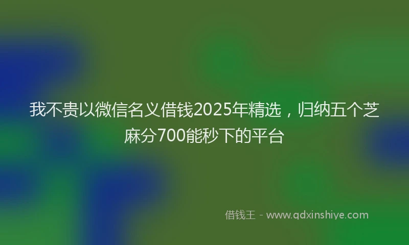 我不贵以微信名义借钱2025年精选，归纳五个芝麻分700能秒下的平台
