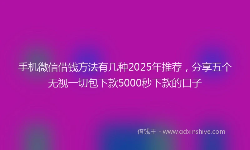 手机微信借钱方法有几种2025年推荐，分享五个无视一切包下款5000秒下款的口子