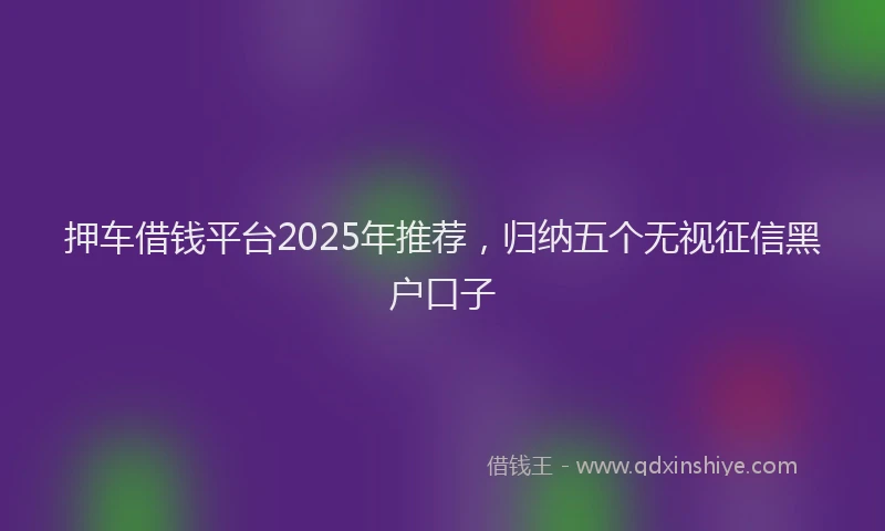 押车借钱平台2025年推荐，归纳五个无视征信黑户口子