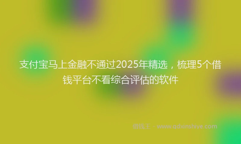 支付宝马上金融不通过2025年精选，梳理5个借钱平台不看综合评估的软件