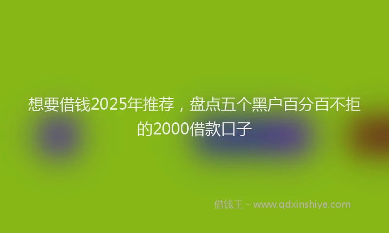 想要借钱2025年推荐，盘点五个黑户百分百不拒的2000借款口子