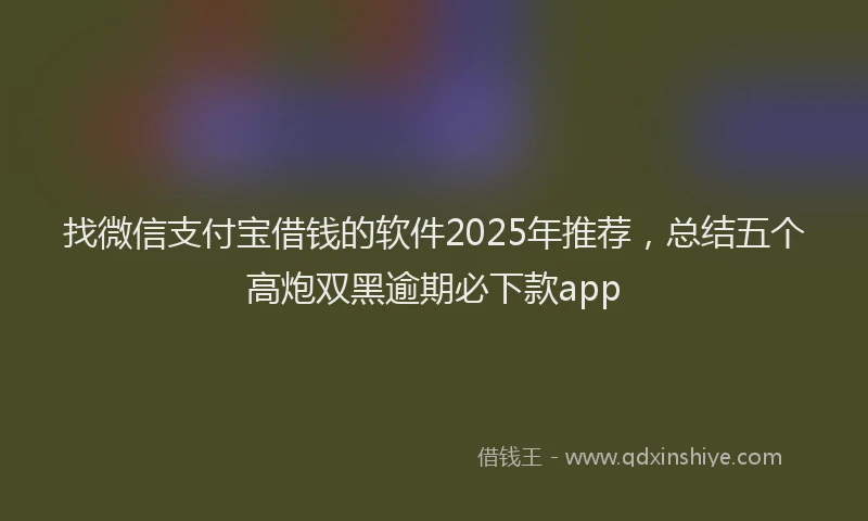 找微信支付宝借钱的软件2025年推荐，总结五个高炮双黑逾期必下款app