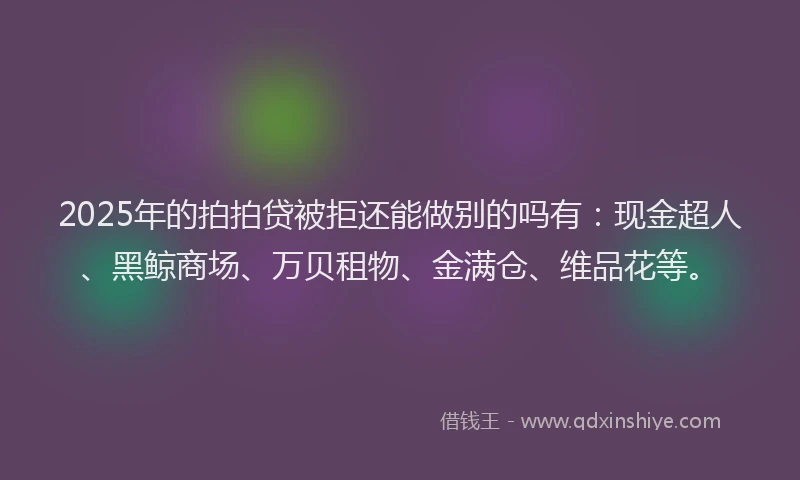 2025年的拍拍贷被拒还能做别的吗有：现金超人、黑鲸商场、万贝租物、金满仓、维品花等。