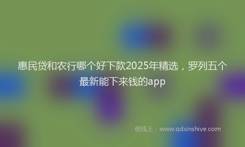 惠民贷和农行哪个好下款2025年精选，罗列五个最新能下来钱的app