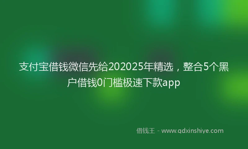 支付宝借钱微信先给202025年精选，整合5个黑户借钱0门槛极速下款app
