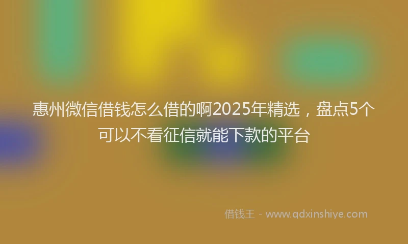 惠州微信借钱怎么借的啊2025年精选，盘点5个可以不看征信就能下款的平台