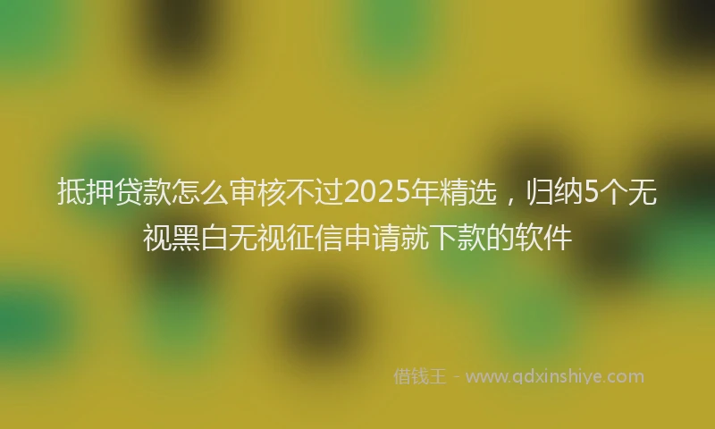 抵押贷款怎么审核不过2025年精选，归纳5个无视黑白无视征信申请就下款的软件