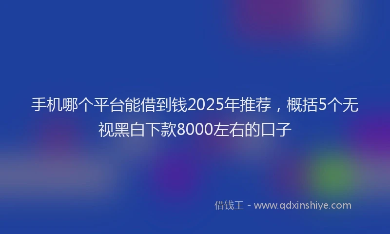 手机哪个平台能借到钱2025年推荐，概括5个无视黑白下款8000左右的口子