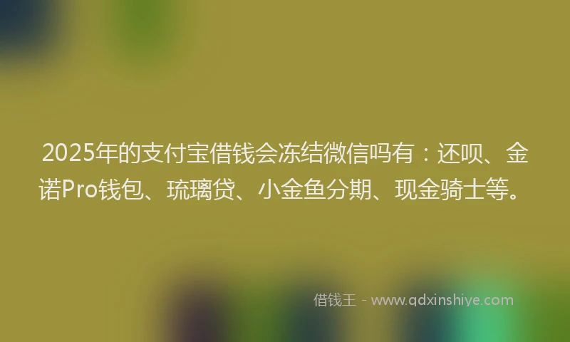 2025年的支付宝借钱会冻结微信吗有：还呗、金诺Pro钱包、琉璃贷、小金鱼分期、现金骑士等。