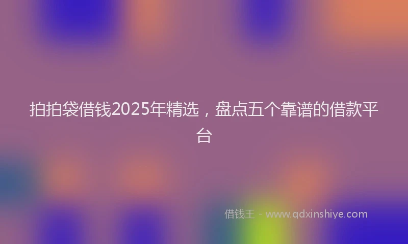 拍拍袋借钱2025年精选，盘点五个靠谱的借款平台