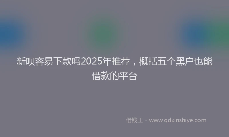 新呗容易下款吗2025年推荐，概括五个黑户也能借款的平台
