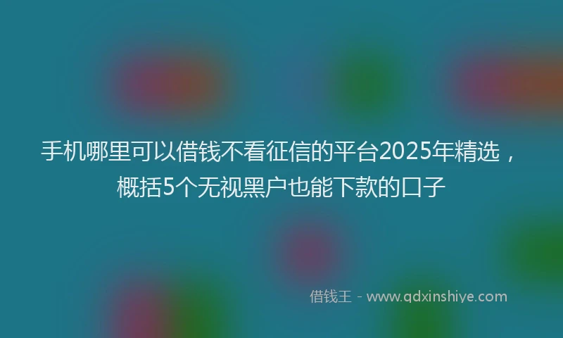 手机哪里可以借钱不看征信的平台2025年精选，概括5个无视黑户也能下款的口子