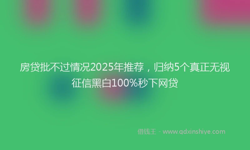 房贷批不过情况2025年推荐，归纳5个真正无视征信黑白100%秒下网贷
