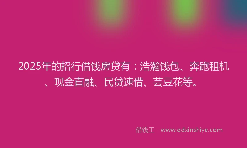 2025年的招行借钱房贷有：浩瀚钱包、奔跑租机、现金直融、民贷速借、芸豆花等。