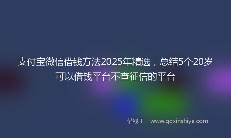 支付宝微信借钱方法2025年精选，总结5个20岁可以借钱平台不查征信的平台