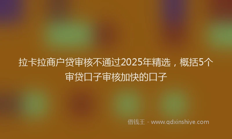 拉卡拉商户贷审核不通过2025年精选，概括5个审贷口子审核加快的口子