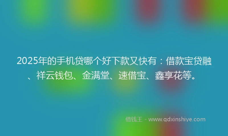 2025年的手机贷哪个好下款又快有：借款宝贷融、祥云钱包、金满堂、速借宝、鑫享花等。