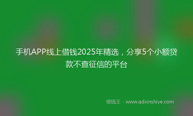 手机APP线上借钱2025年精选，分享5个小额贷款不查征信的平台