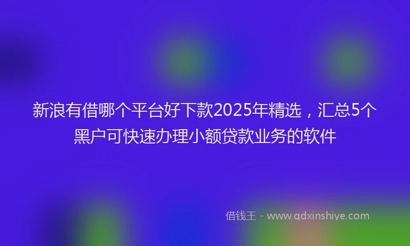 新浪有借哪个平台好下款2025年精选，汇总5个黑户可快速办理小额贷款业务的软件