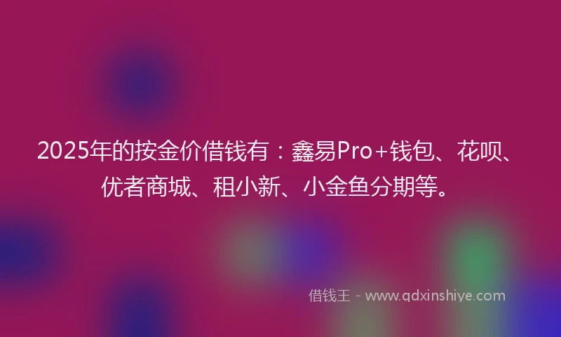 2025年的按金价借钱有：鑫易Pro+钱包、花呗、优者商城、租小新、小金鱼分期等。