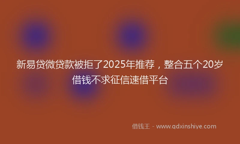 新易贷微贷款被拒了2025年推荐，整合五个20岁借钱不求征信速借平台