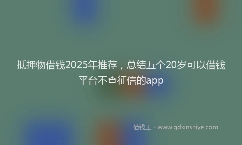 抵押物借钱2025年推荐，总结五个20岁可以借钱平台不查征信的app