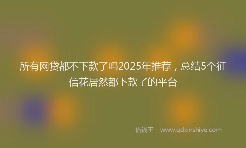 所有网贷都不下款了吗2025年推荐，总结5个征信花居然都下款了的平台