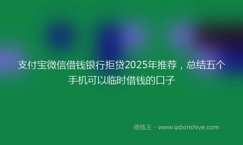 支付宝微信借钱银行拒贷2025年推荐，总结五个手机可以临时借钱的口子