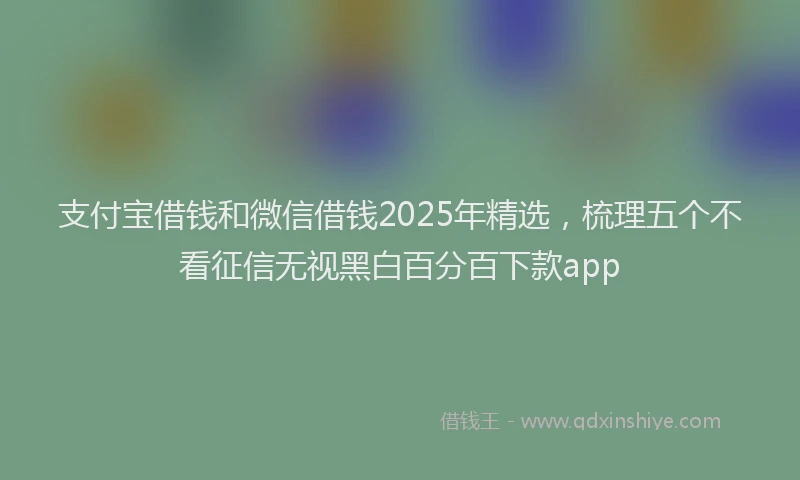 支付宝借钱和微信借钱2025年精选，梳理五个不看征信无视黑白百分百下款app