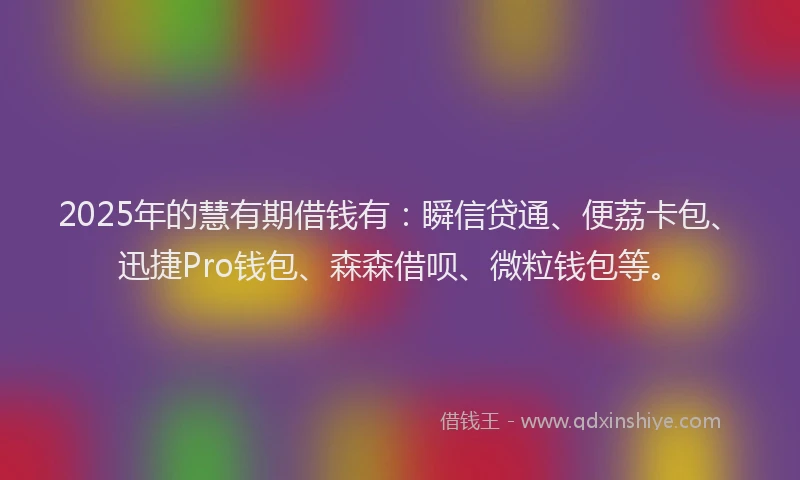 2025年的慧有期借钱有：瞬信贷通、便荔卡包、迅捷Pro钱包、森森借呗、微粒钱包等。
