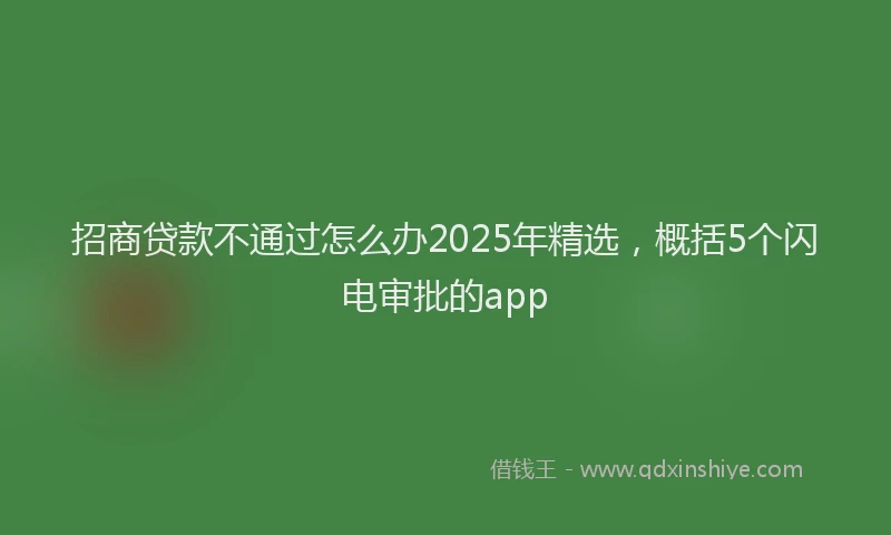 招商贷款不通过怎么办2025年精选，概括5个闪电审批的app