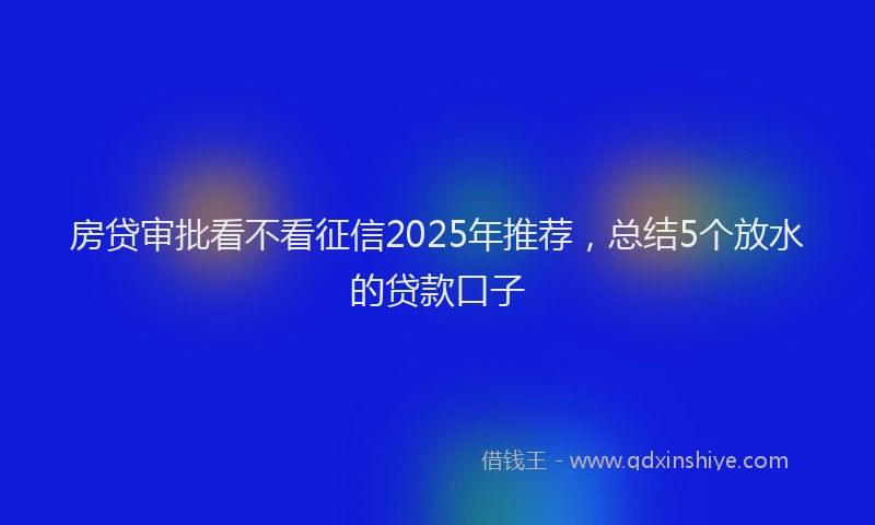 房贷审批看不看征信2025年推荐，总结5个放水的贷款口子