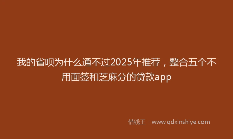 我的省呗为什么通不过2025年推荐，整合五个不用面签和芝麻分的贷款app