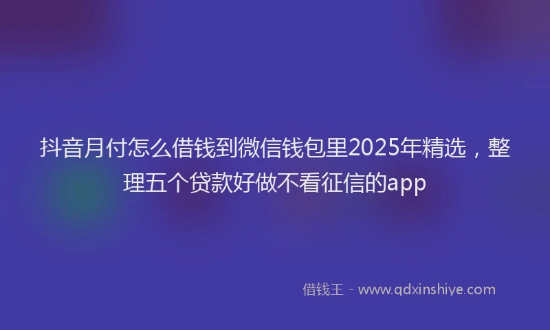 抖音月付怎么借钱到微信钱包里2025年精选，整理五个贷款好做不看征信的app