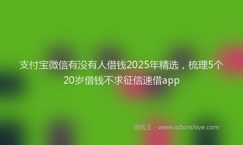 支付宝微信有没有人借钱2025年精选，梳理5个20岁借钱不求征信速借app