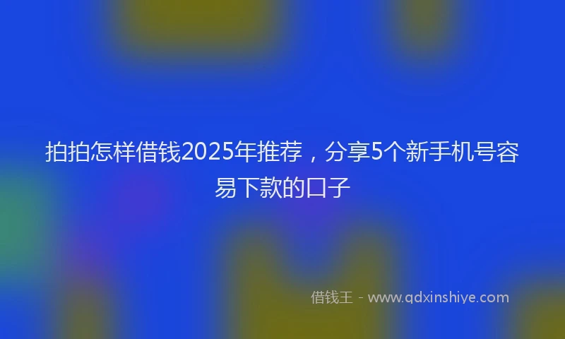 拍拍怎样借钱2025年推荐，分享5个新手机号容易下款的口子