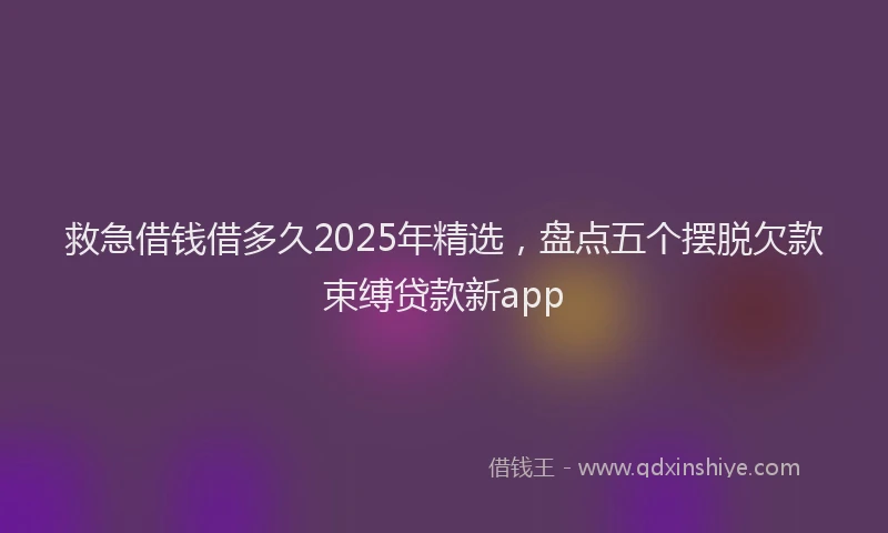 救急借钱借多久2025年精选，盘点五个摆脱欠款束缚贷款新app