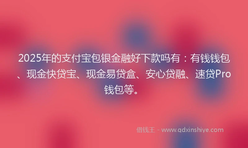 2025年的支付宝包银金融好下款吗有：有钱钱包、现金快贷宝、现金易贷盒、安心贷融、速贷Pro钱包等。