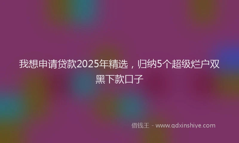 我想申请贷款2025年精选，归纳5个超级烂户双黑下款口子