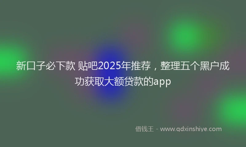 新口子必下款 贴吧2025年推荐，整理五个黑户成功获取大额贷款的app