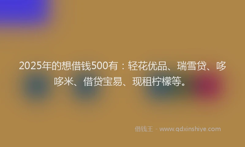 2025年的想借钱500有：轻花优品、瑞雪贷、哆哆米、借贷宝易、现租柠檬等。