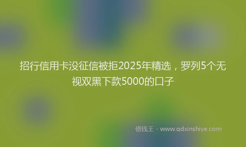 招行信用卡没征信被拒2025年精选，罗列5个无视双黑下款5000的口子
