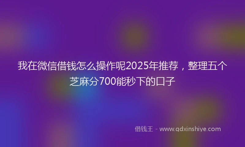 我在微信借钱怎么操作呢2025年推荐，整理五个芝麻分700能秒下的口子