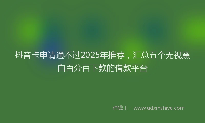 抖音卡申请通不过2025年推荐，汇总五个无视黑白百分百下款的借款平台