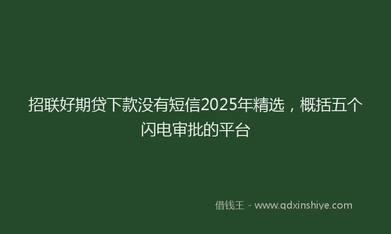 招联好期贷下款没有短信2025年精选，概括五个闪电审批的平台