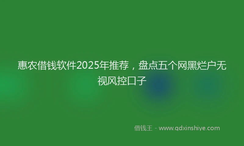 惠农借钱软件2025年推荐，盘点五个网黑烂户无视风控口子