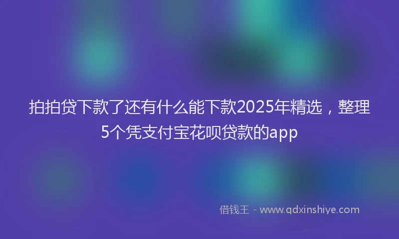 拍拍贷下款了还有什么能下款2025年精选，整理5个凭支付宝花呗贷款的app