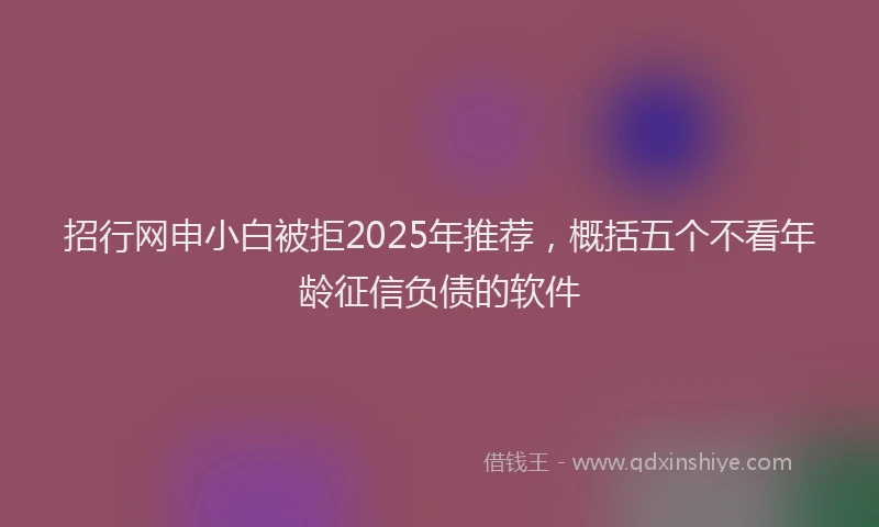 招行网申小白被拒2025年推荐，概括五个不看年龄征信负债的软件