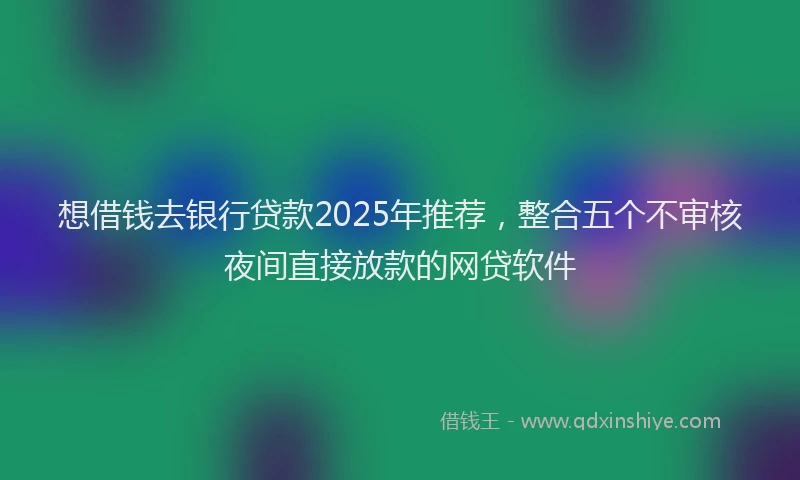 想借钱去银行贷款2025年推荐，整合五个不审核夜间直接放款的网贷软件